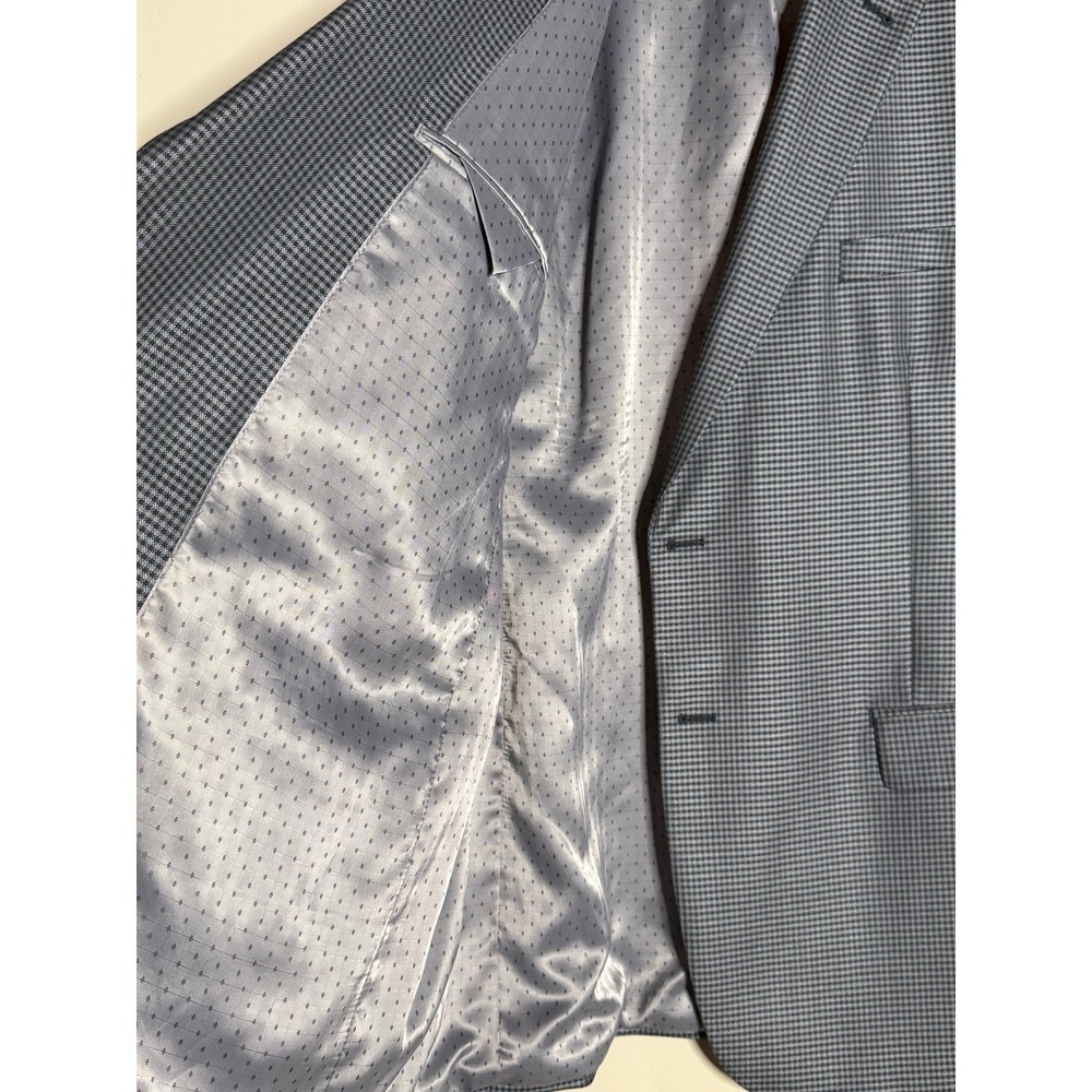 Turnbury Mens‎ 48L Wool Silk Blend Blazer Grey Micro Houndstooth Sport Coat 48 L - Picture 4 of 10